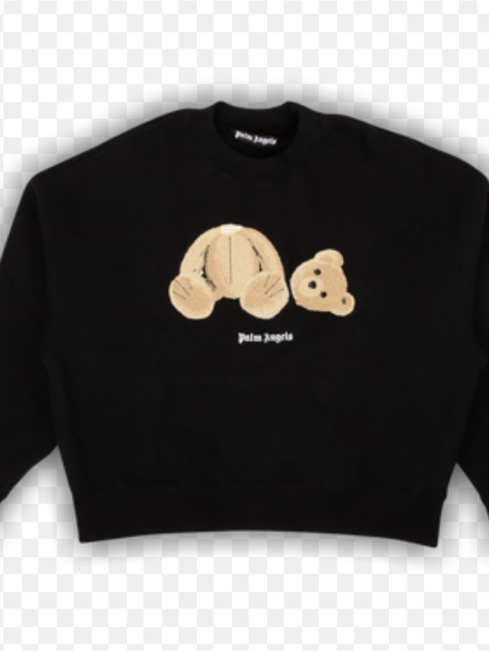 💙 Palm Angels Black Sweatshirt with Beige Split Teddy Graphic